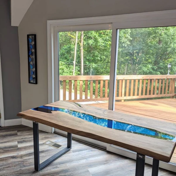 Absolutely Thrilled with Our Stunning Blue Resin River Table