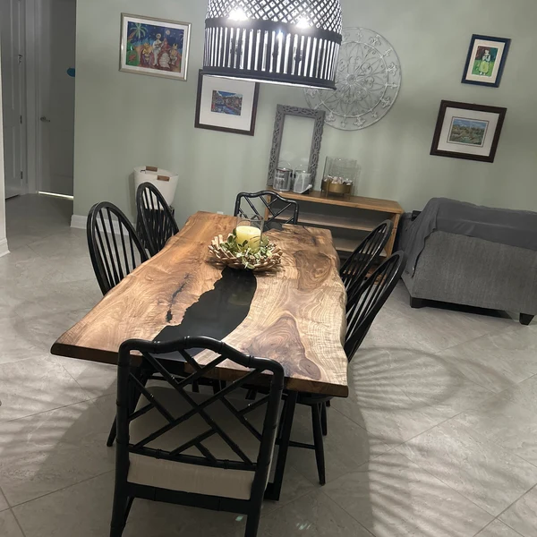 Black Resin River Table with Custom Design and Exceptional Service