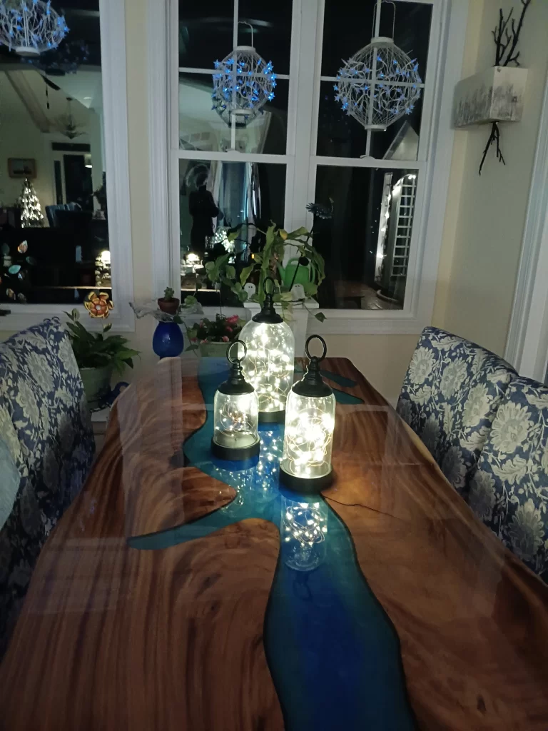 Blue Glossy River Resin Table Custom Made with Care