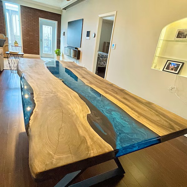 Absolutely Stunning Blue Resin River Table