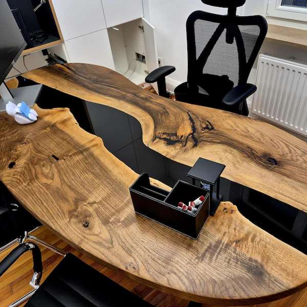 Custom Black Resin Office Desk with Premium Finish and Unique Design