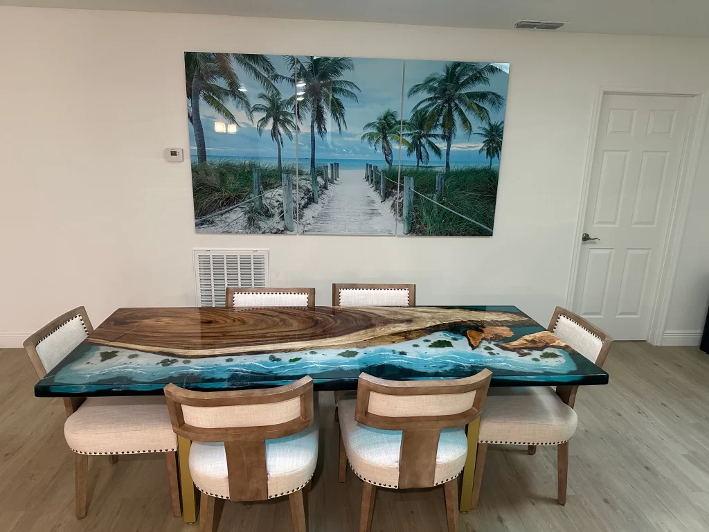 Ocean Resin Epoxy Table with Natural Design Harmony