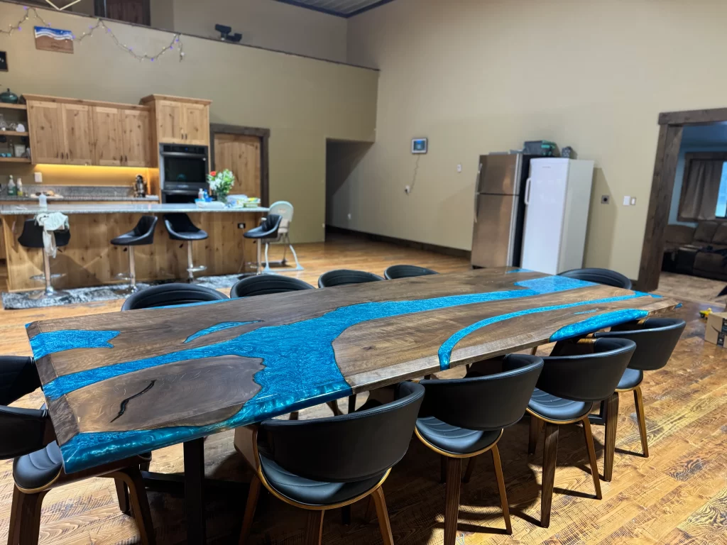 Dark Blue River Resin Table Easy to Assemble