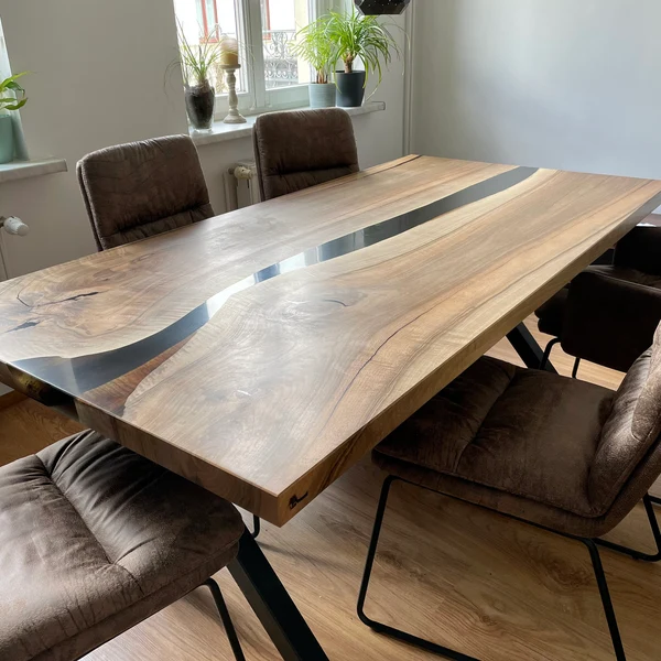 Elegant Matte Black Resin River Table Beauty