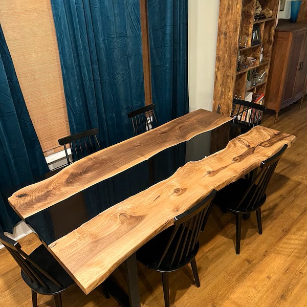Gorgeous Black Resin River Table That Brings Pure Joy