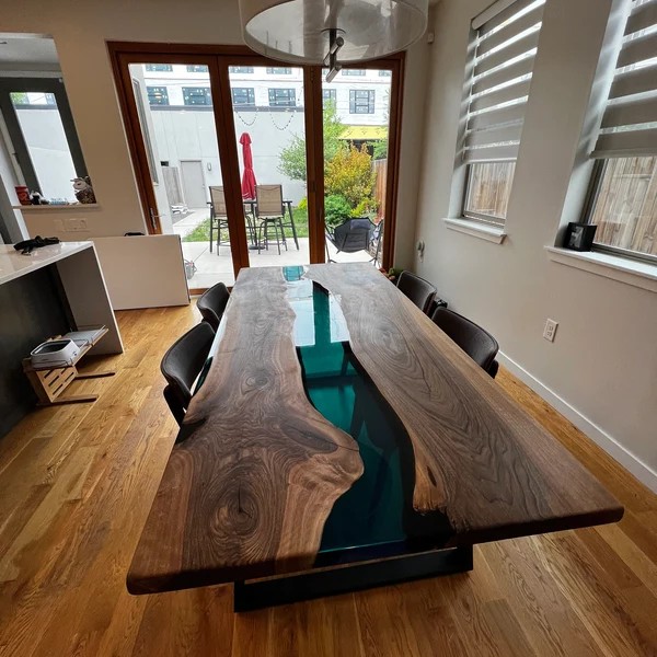 Love Our Deep Green Transparent River Walnut Table