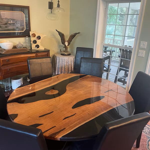 Stunning Black Epoxy River Dining Table with Amazing Service