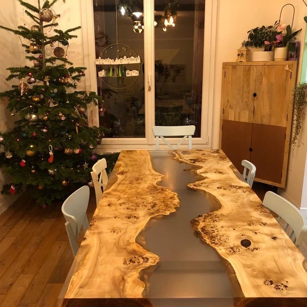Stunning Matte Clear Resin River Table Masterpiece