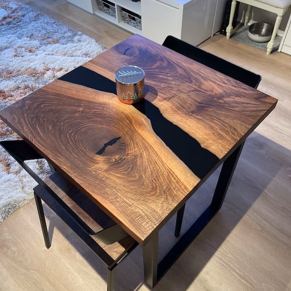 Top Quality Custom Black Epoxy Square Table
