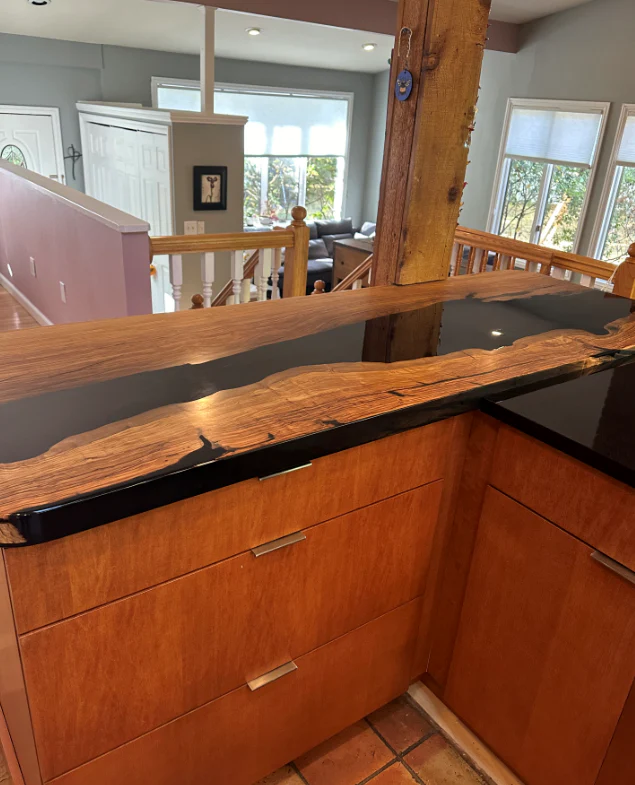 Custom Black Resin Kitchen Countertop with Stunning Finish