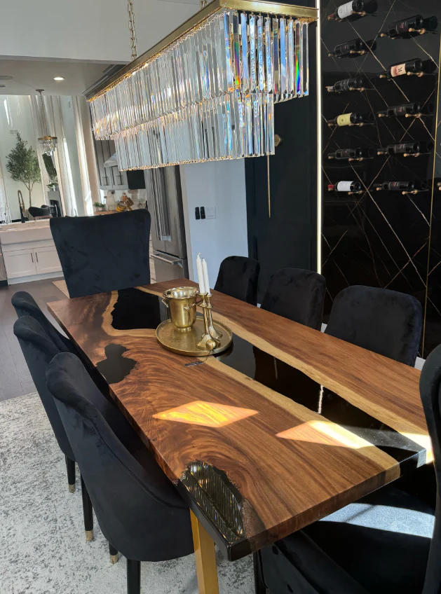 Elegant Black Resin Dining Table with Custom Craftsmanship